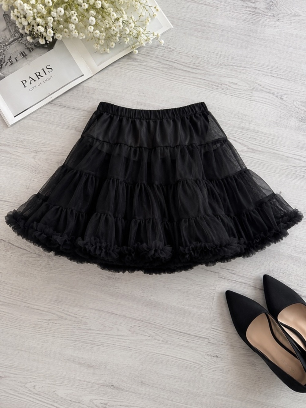 Black Layered Petticoat Tulle Costume Skirt Adult Standard